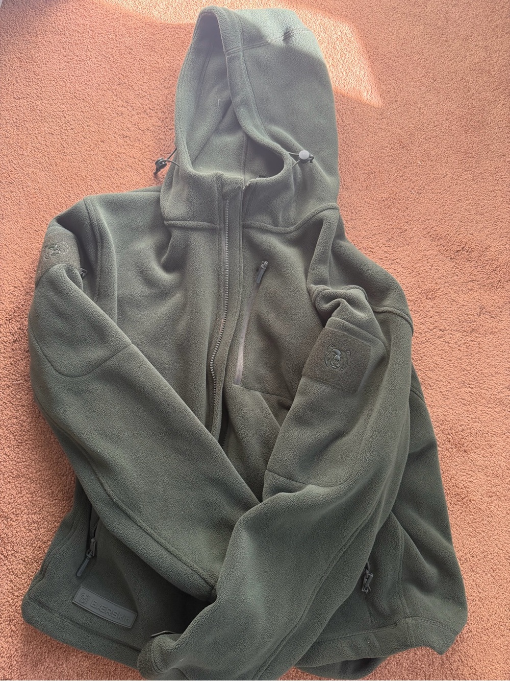 Men's Olive Green Hooded Fleece Jacket